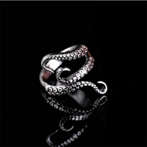 Adjustable Vintage Punk Octopus Foot Ring Men Alloy Biker Rock Rap Embrace Rings For Women Man Gothic Jewelry Bague
