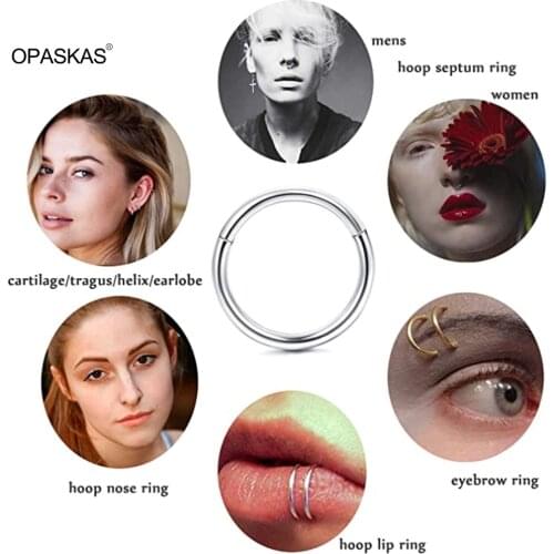 1PC Surgical Steel 20G Cartilage Earrings Hoop Hinged Septum Nose Rings Helix Tragus Daith Earring Nipple Clicker Piercing PT