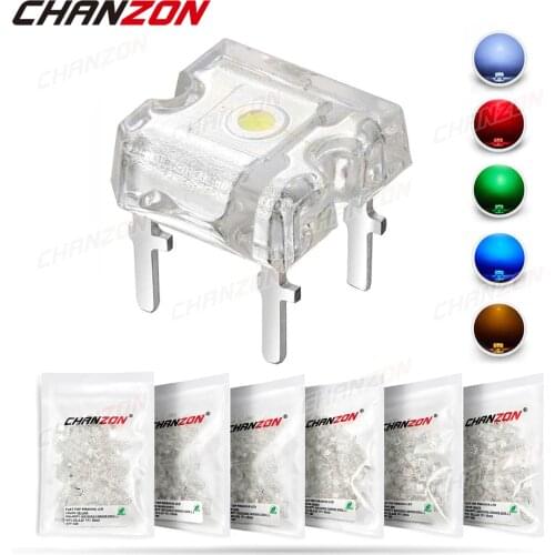 100pcs LED Piranha Flat Top Light Emitting Diode Lamp White Red Green Blue Yellow Color 2V 3V Indicator DIY DIP PCB Circuit Bulb