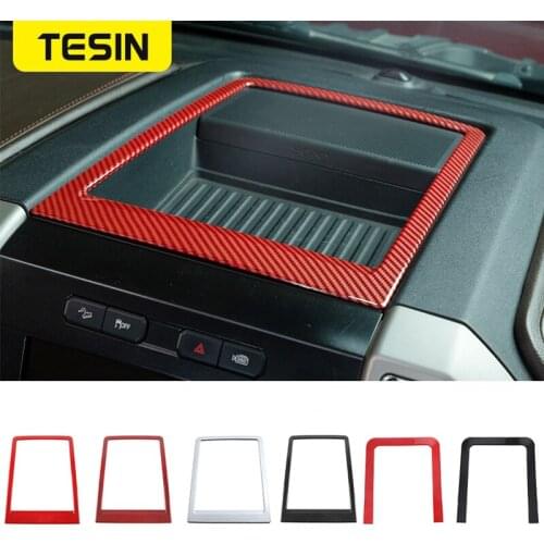 TESIN Car Center Console Storage Box Decoration Frame Sticker Decal Cover for Ford F150 2015 + Car Interior Accessories Styling