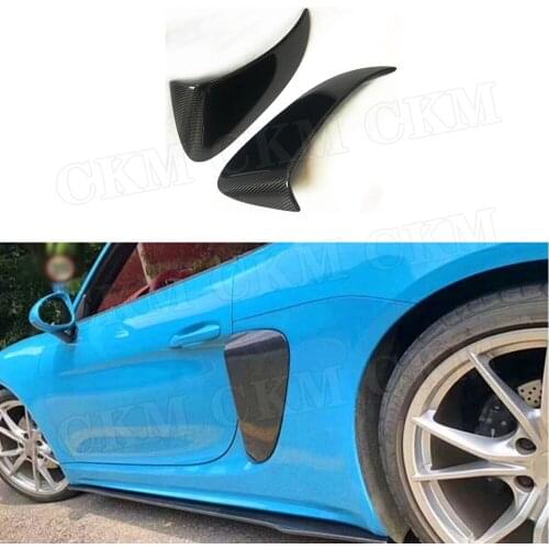 Carbon Fiber Rear Side Air Vent Trims Fender Covers Caps fit for Porsche 718 Cayman Boxster Base S 2016-2019 Exterior Decoration