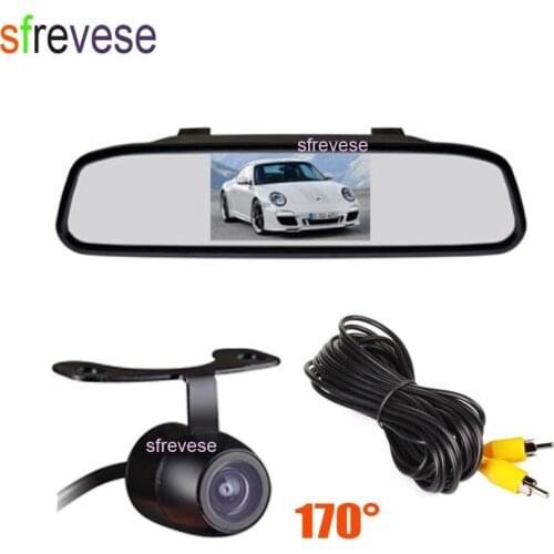 Mini Waterproof Reverse Parking Backup Camera 170 degree + 4.3" TFT LCD Car Rear View Mirror Monitor Kit System
