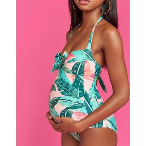 Explosive pregnant women swimming jumpsuit fashion print lace sexy maternity dress fresh sweet swimsuit
