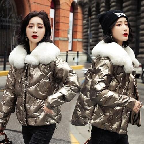 FNOCE 2020 winter womens down cotton jackets street fashion young solid long sleeve fur warm collar slim thickened cotton coats