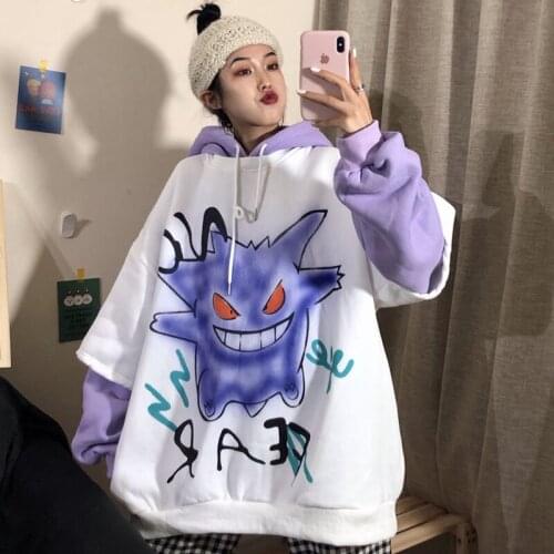 Women Large Hoodie Loose sweatshirt Hoodie Harajuku Kpop Street Costume Halloween Korean Monster Letters ins Tide Brand hot 2021