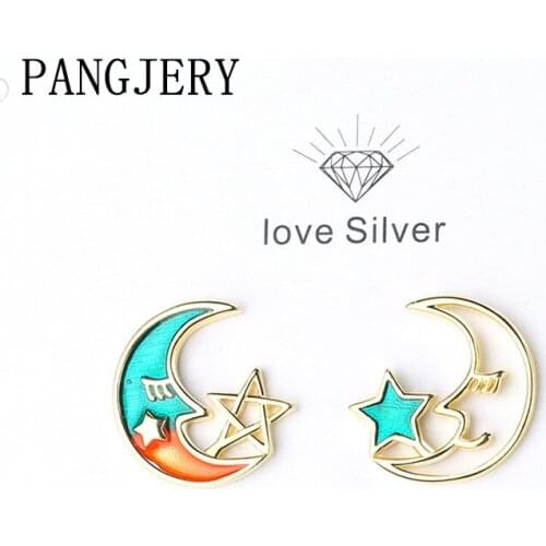 PANGJERY 925 Sterling Silver Starry Sky Story Earrings for Women INS Fashion Exquisite Creative Anniversary Fine Jewelry Gifts