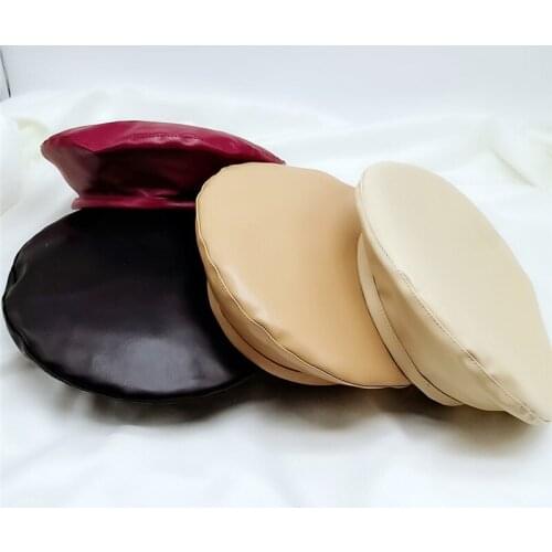 PU Leather Women Beret Hat New Fashion Street French Artist Warm Beanie Cap Autumn Winter Retro Solid Color Black Beret