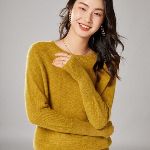 2021 New Winter High Quality 100% Pure Wool Loose Sweater Womens Pullover Female O-Neck Solid Color Knitted Jumper Ladies Top