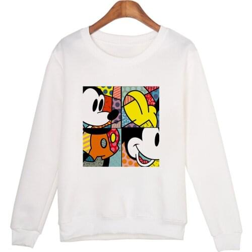 2021 New Disney Kawaii Mickey Mouse Cartoon Print Pullover Sweatshirt Aesthetic Women Casual Long Sleeve Hoodies Tops Dropship