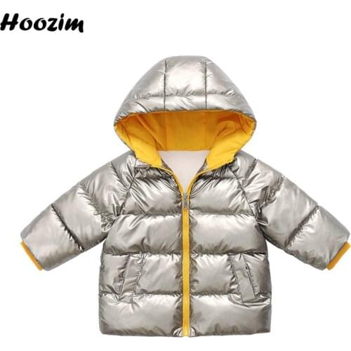 Winter Silver Minimalist Solid Jacket For Girls 2 To 8 Year Black Hooded Parkas Outerwear Kids Casual Warm Fleece Coat Boys 2021