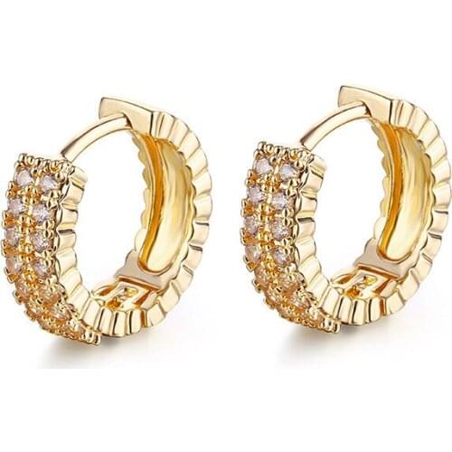 ZSLBS New Fashion Round Hoop Earrings For Women Double Row Shiny Crystal Zirconia Earring Jewelry Gifts Bijoux Femme Oorbellen