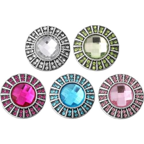 10pcs/lot New Round Snap Button Jewelry Rhinestone Metal Snaps Fit 18mm Snap Buttons Bracelet Bangles Accessory
