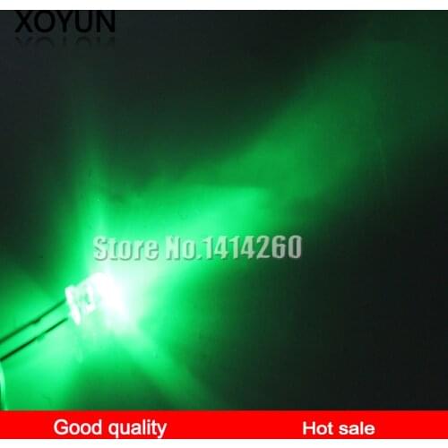 100pcs/lot 3mm round head edge straight led white hair green short feet