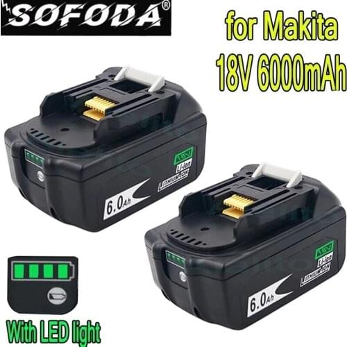 2PCS Newest Version BL1860 18V 6000mAh Li ion Rechargeable Battery for Makita Battery 18 V BL1830 BL1840 BL1850 BL1860B BL1860