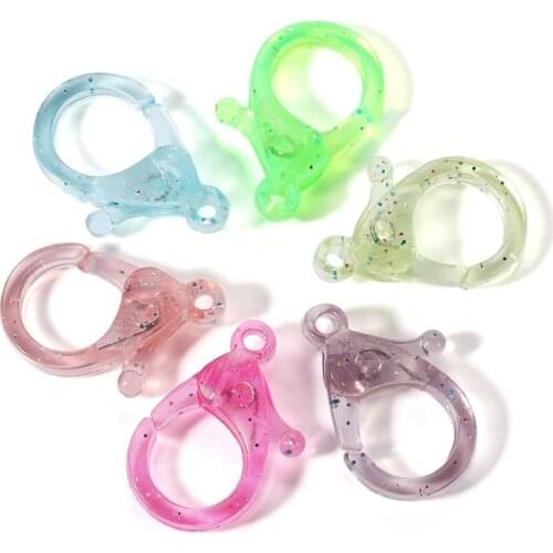 30Pcs/Lot Transparent Acrylic Colorful Plastic Lobster Clasp Hooks Clips Connectors for DIY Jewelry Making Accessories