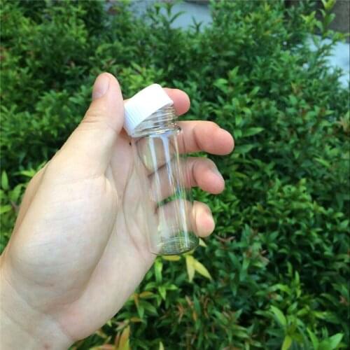 30x120x21mm 60ml Glass Bottles With Plastic Cap Transparent Empty Bottles Jars Cosmetic Containers 24pcs