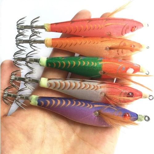 5Pcs 10cm 11g Squid hook Hard Octopus Fishing Lures Shrimp Squid Jigs Artificial Sea Fishing Bait Squid Lure
