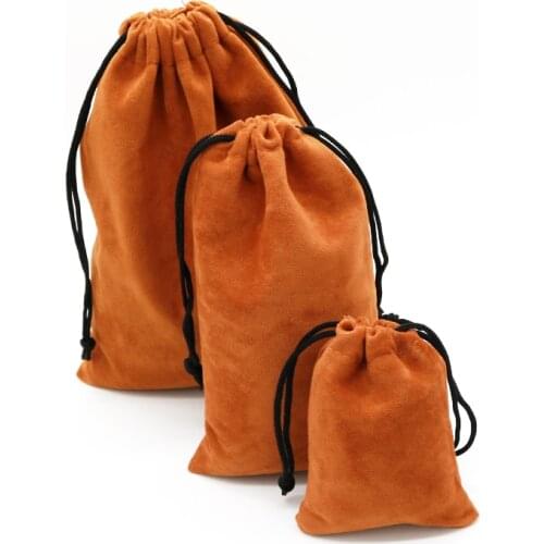 5pcs 7x9 9x15 15x20cm 3sizes New Soft Velvet Bags Pouches Drawstrings Soft Small Jewelry Gift Packing Bags Coffee Brown Color