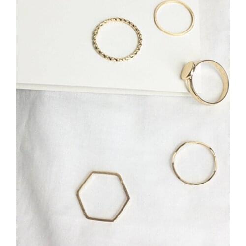 5pc/set Unique Design Simple Gold Color Wave Irregular Rings For Women Fashion Jewelry Wholesale Geometry Party Ring Sets Gifts