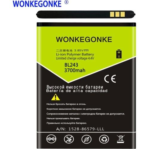 WONKEGONKE BL243 Battery For Lenovo Lemon K3 Note Battery K50-T5 A7000 A5500 A5600 A7600 Batteries Bateria