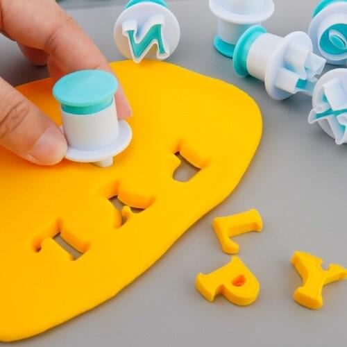 Alphabet & Numbers Fondant Cake Mold Plastic, Cookie Stamp Impress, Embosser Cutter, Upper Case Numbers Shape DIY Cookie Biscuit