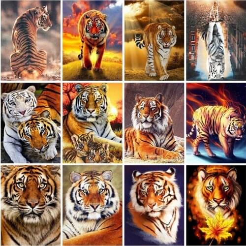ARMYQZ Diamond Painting Tiger Cross Stitch Kits Diamond Embroidery Animals Picture Rhinestones Mosaic Art Gift HModern Home Deco