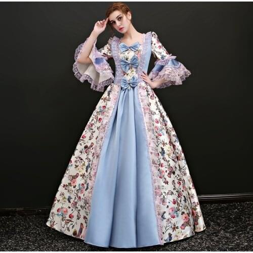 Free ship long flare sleeve Pastoral style venice carnival queen ball gown medieval dress Renaissance Gown Victoria/Antoinette