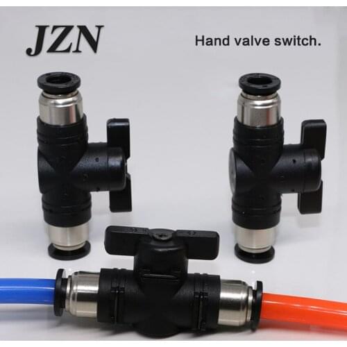 Free shipping ( 2 PCS ) Black pneumatic pipe fast plug connector hand valve BUC-4/6/8/10/12mm hand rotation switch