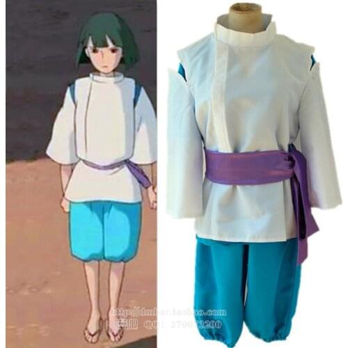 Free shipping Spirited Away Sen to Chihiro no Kamikakushi White Dragon Haku Nigihayami Kohakunushi Uniform Cosplay Costume