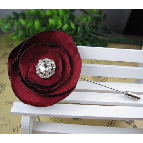 Free shipping!newest 12PCS/LOT 5cm Burnt edges cloth flowers stick pins fabric flowers brooch pins