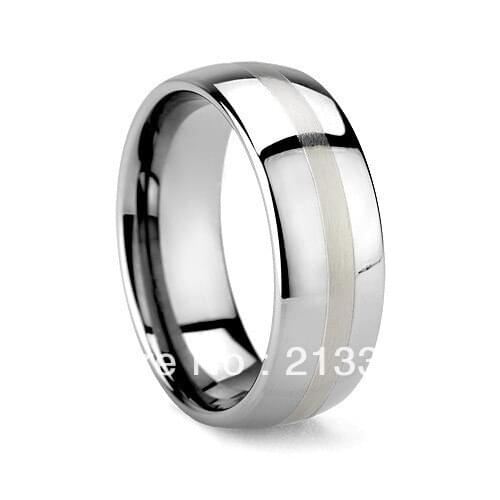 FREE SHIPPING!USA WHOLESALES CHEAP PRICE BRAZIL RUSSIA CANADA UK HOT SELLING 8MM DOMED SATIN LINE MENS TUNGSTEN WEDDING RING
