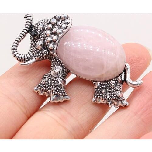 Natural Stone Metal Alloy Brooches Cute Elephant 16 Color Available Alloy Pins for Wedding Banquet Office Jewelry Accessories