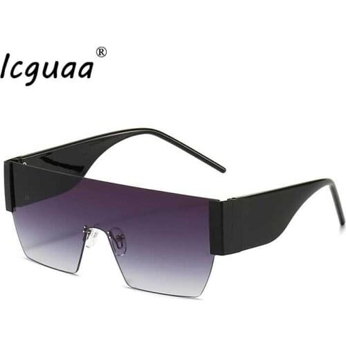 Trend One Piece Square Frameless Sunglasses Women gradient Big Frame Shades eye wear Oculos lunette de soleil