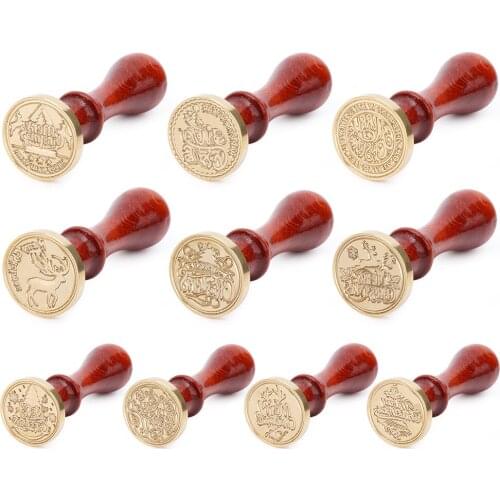 Wood Handmade Wax Seal with Ribbons Stamp Fire Painting Plant DIY Envelope for Crown Tree Parties Weddings Accessories