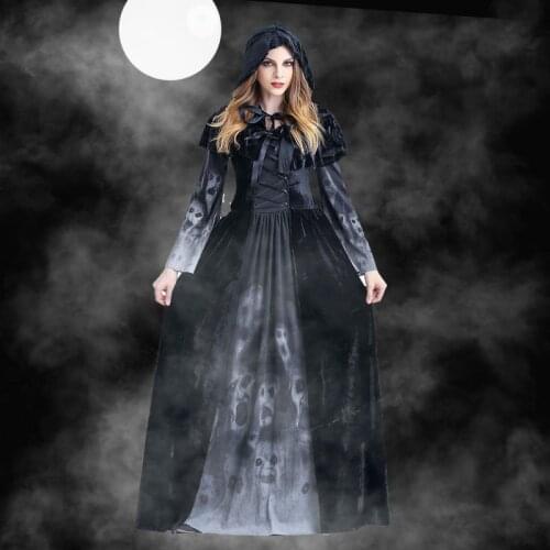 2019 Halloween Party Adult Women Goddess Long Dress And Cloak Horror Vampire Cosplay Costume Bar For Long Dress