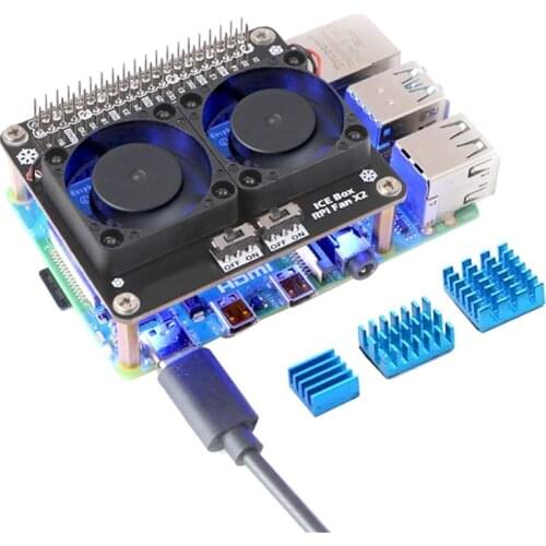 For Raspberry Pi 4B Dual Cooling Fans, For Raspberry Pi 4B Heatsink Kit, For Raspberry Pi 4B GPIO Expansion Board