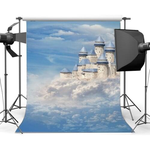 Photography Backdrop Castle Dreamy Fairytale Blue Sky White Cloud Heaven Fantasy Backdrops