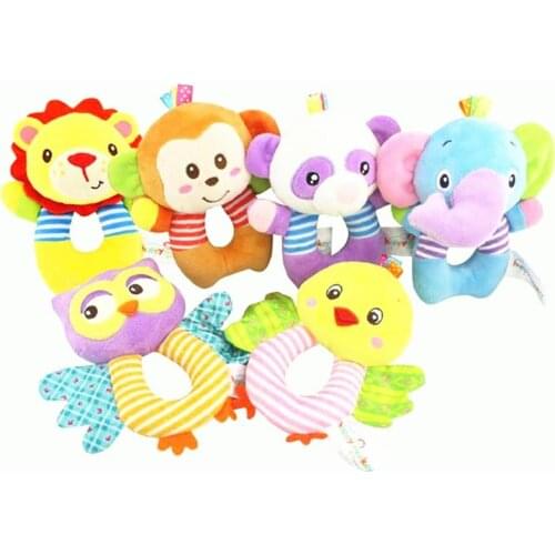 HAPPY MONKEY 2pcs/lot baby toys O-type bells early education puzzle plush toys baby hand bell