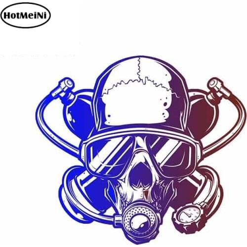 HotMeiNi 13cm x 11.7cm for Scuba Diver Skull Funny Car Stickers Vinyl Graphics JDM RV VAN Fine Decal Car Accessories Logo