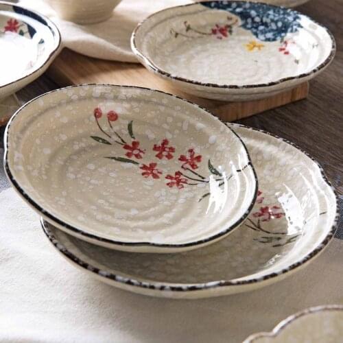 1pc Ceramic Dinner Plates Snacks Candy Dish Fruit Plate Creative Tableware Dessert Cake Plate Salad Dishes Japanese-style