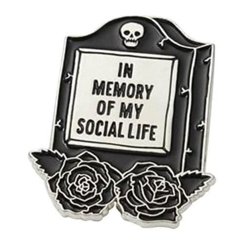 Social Life Tombstone Brooch skull flower Badge awkward joke pins Unique humour collections