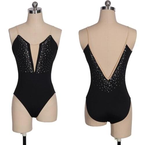 Rhinestone Gymnastics Leotard Female Shiny Ballet Dance Bodysuit Ballerina Outfit Performance Costume Classical Dancewear JL3508