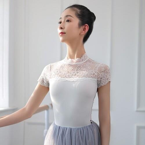 Dance Leotard Adult Lace Ballet Leotards for Women Gymnastics Leotard Short Sleeve Swimsuit for Dancing Ballerina Dancewear