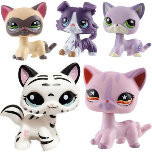 LPS pet shop toy cat series Pink cute shorthair cat Color tiger cat big Dan dog shepherd action toy hobby collection gift
