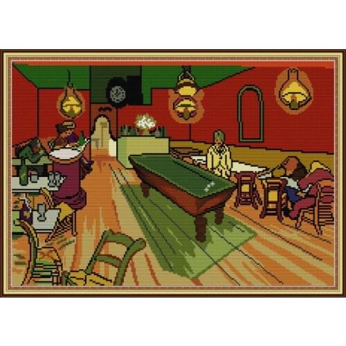 Van GoghThe Night Cafe cross stitch kit people 18ct 14ct 11ct count print canvas stitches embroidery DIY handmade needlework