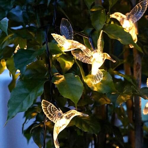 New Solar Powered Cute Hummingbird Led String Fairy Light 50leds Outdoor Garden Fence Patio Christmas Garland Lights Decoration