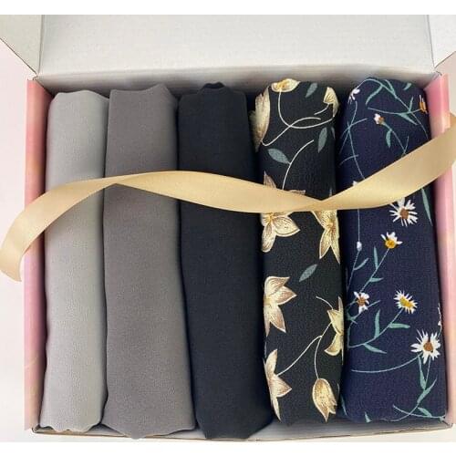 NEW WOMEN GIFTS BOX HIJABS HIAJBS SET CHIFFON SHAWLS