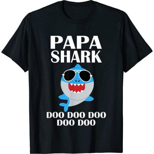 Papa Shark Shirt Doo Doo Doo Fathers Day Papa Christmas Gift T-Shirt Design Tops Tees For Men Company Cotton Tshirts Comics