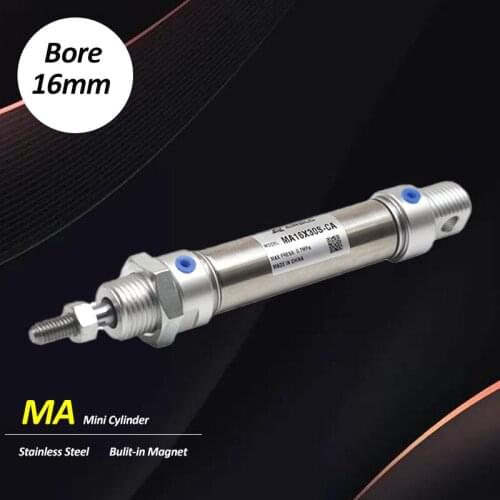 Airtac pneumatic cylinder MA Bore 16mm stainless steel mini cylinder 10-300mm stroke MA16x250S-CA-U-CM