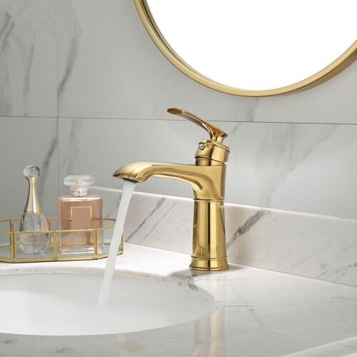 Bathroom Faucet Pop Up Gold Bathroom Basin Faucet Cold And Hot Brass Sink Mixer Sink Tap Single Handle Deck Mounted Water Tap